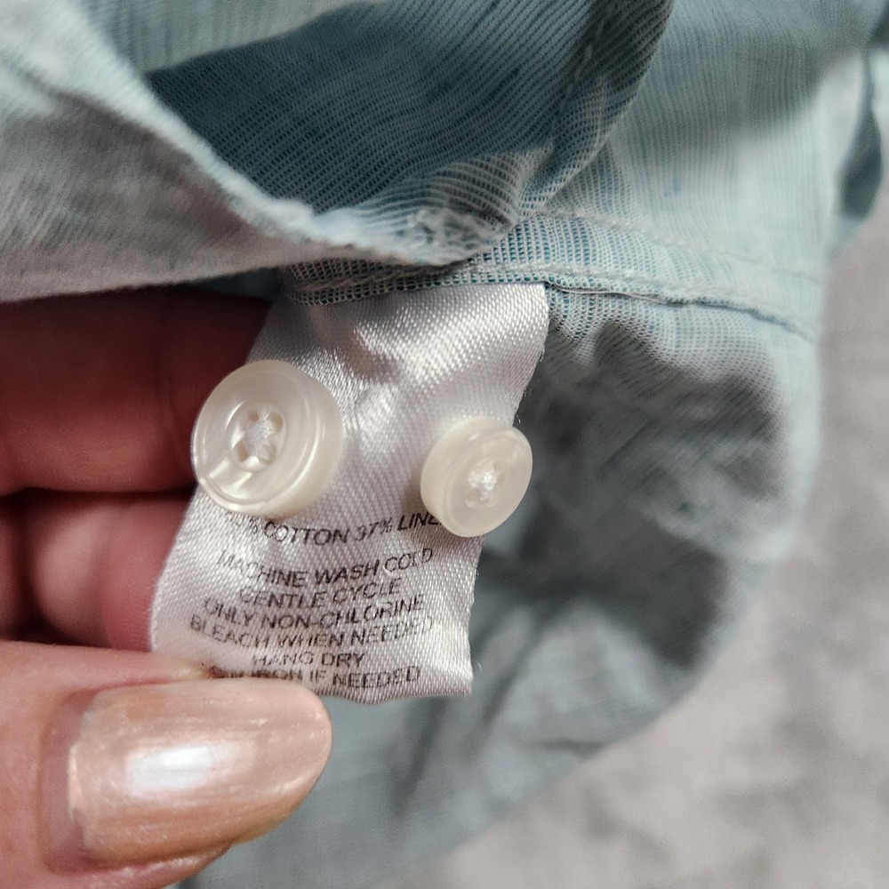 UNTUCKit Shirt Mens XL Green Long Sleeve Linen Blend Button Up Wrinkle Casual - Picture 7 of 8